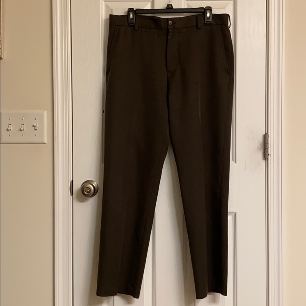 Van Heusen Brown Dress Pants Polyester Business or Casual Waist 34 Length 30